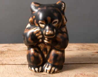 Urso real de Copenhague, Figura de urso, Urso de faiança, Urso colecionável, Dinamarquês de meados do século, Grés escandinavo, Figura colecionável, Homens de presente