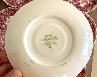 Arabia Vintage Plates, Red White Plates, Vintage Cake Plates, New