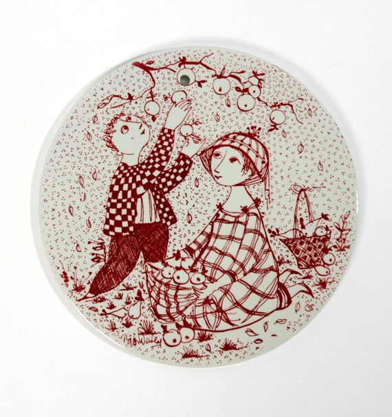 Vintage Bjorn Wiinblad October Plate: Danish Nymolle Paradis Decor