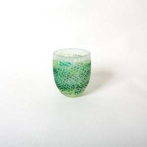 Unique glass vase, Vintage glass, Danish handmade vase, Dotted green vase, Green glass vessel, Modern glass vase, Scandinavian vase decor