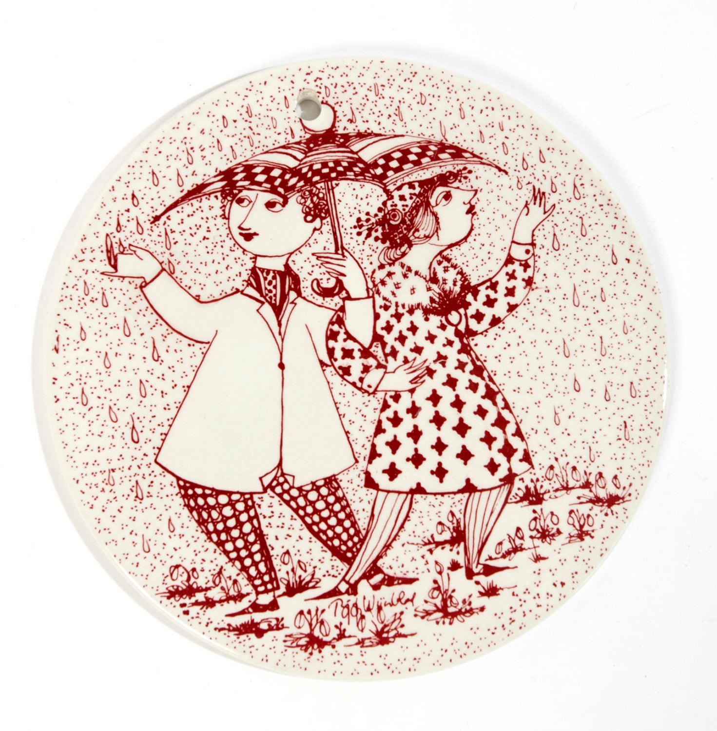 Bjorn wiinblad plate, Wiinblad plate, Gift her, APRIL platte, Denmark faience danish paradis, Vintage retro wall decor, Birthday nymolle red