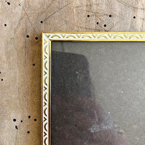 9.6x7.2 inches Picture frame, Danish white brass frame, Vintage gold photo frames, Frame with convex glass, Photo home, French style 50s