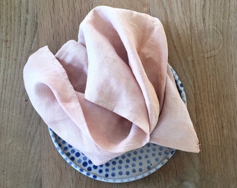 Blush Pink linen napkins, Small table linen, Dusty pink Cottage style napkins, Rustic pink napkins, Avocado dyed napkins, Up cycled linens