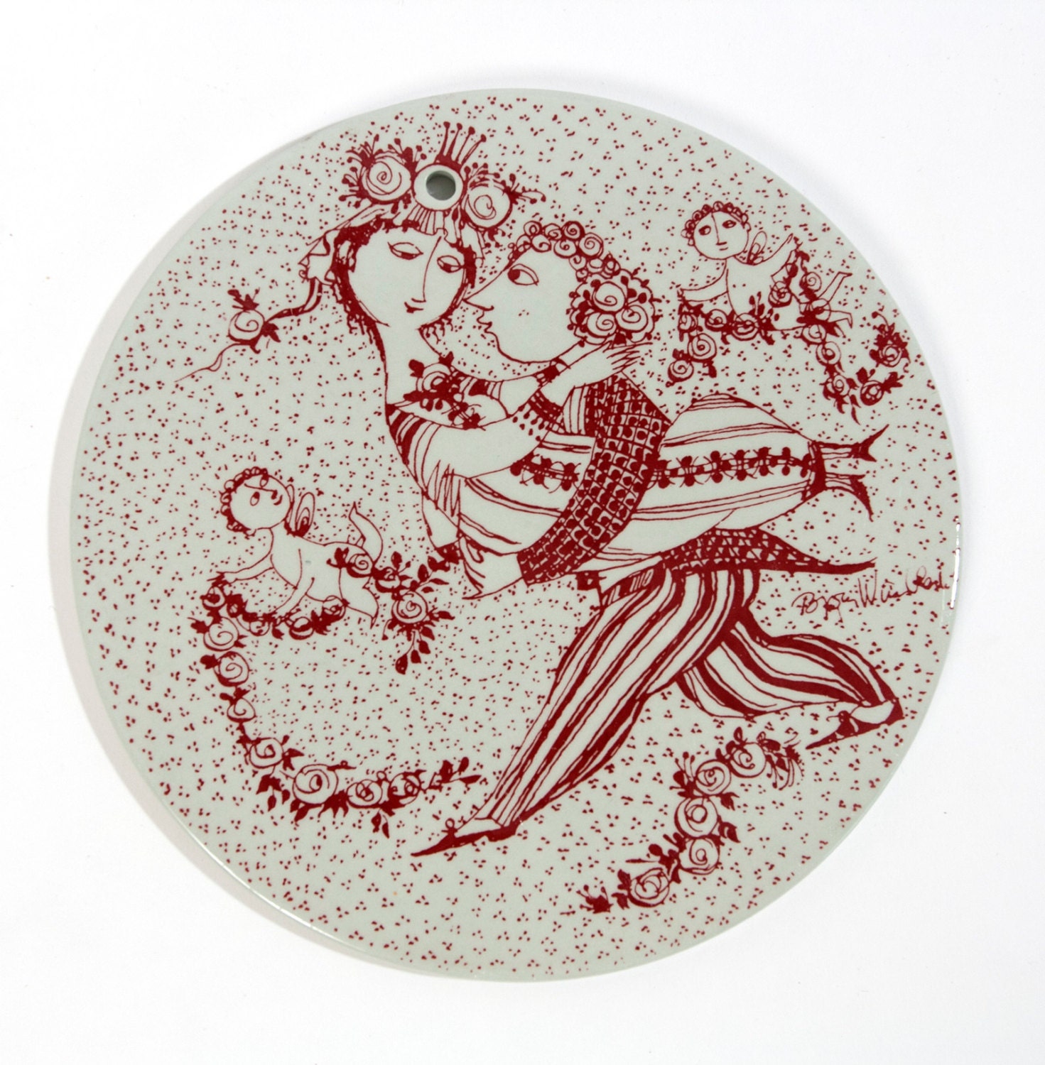 Bjorn Wiinblad Plate, MARCH Platte, Birthday Nymolle Red, Wiinblad