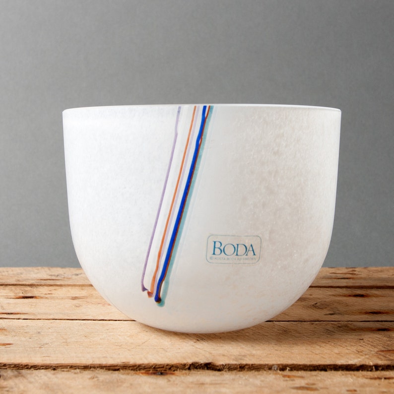 kosta boda glass bowl bertil vallien sweden art collection signed art collection white scandinavian image 1