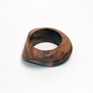 Monies cuff bangle, Gerda Lynggaard bangle, Teak wooden wood bangle, 1980s disco fashion, Statement bracelet, Gift for her, Wood Bangle