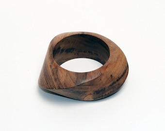 Vintage Monies Teak Wood Bangle Bracelet - Gerda Lynggaard Danish Design