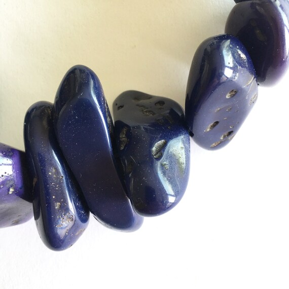 Vintage Blue Purple necklace, Statement blue chok… - image 5