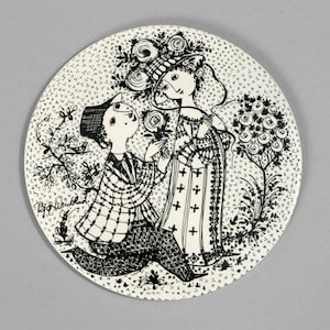 Bjorn Wiinblad platte, Birthday plate, JUNE plaque, Wiinblad platte, Black plate, Danish platte Gift for her him Vintage platte Scandinavian