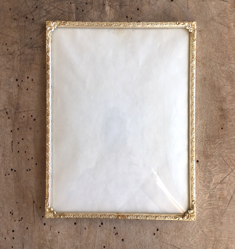 Photo picture frame Silver frame with convex glass French style wall 50s Frame size 8x6 inches Rustic frame Danish silver brass frame