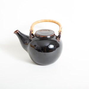 Vintage Hjorth Danish Teapot: Mid-Century Modern Stoneware with Bamboo Handle