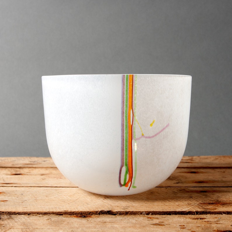 kosta boda glass bowl bertil vallien sweden art collection signed art collection white scandinavian image 3