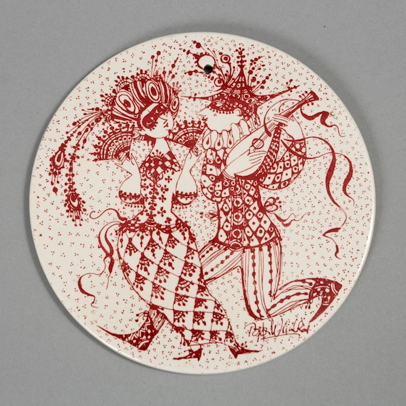 Vintage Bjorn Wiinblad February Plate: Danish Maskerade Decor - Etsy