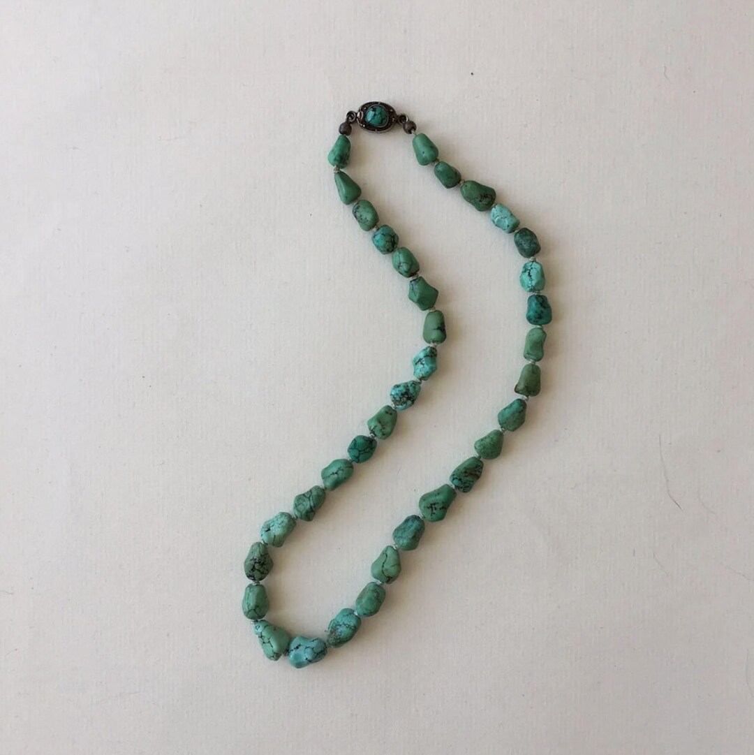 Vintage Turquoise Necklace: Chinese Silver Filigree Clasp - Etsy