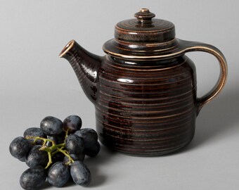 Arabia teapot, Modern brown teapot, Collectible 1960s pottery, Mid century ceramics, Finnish retro kitchen art pottery Scandinavian Home