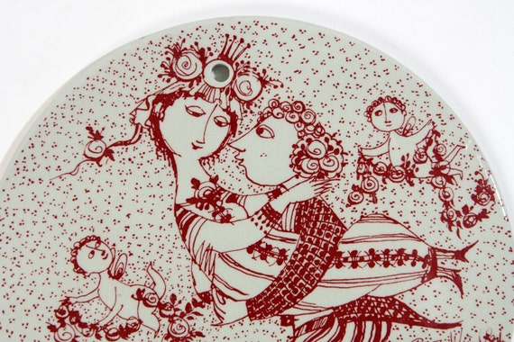 Bjorn Wiinblad Plate, MARCH Platte, Birthday Nymolle Red, Wiinblad