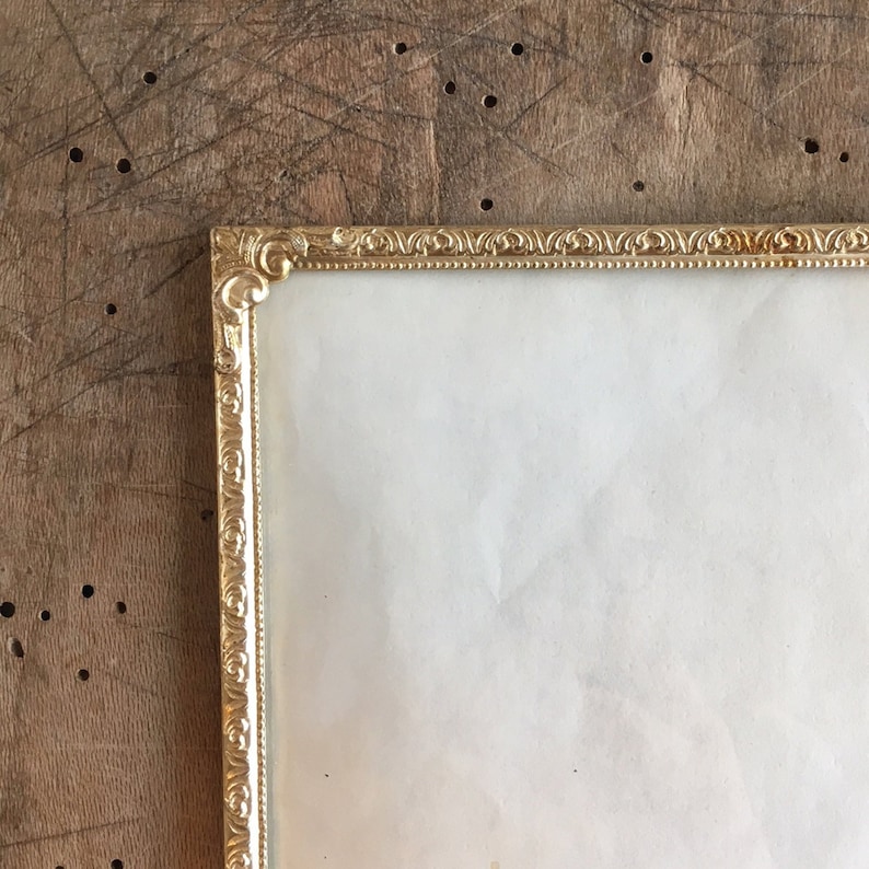 Photo picture frame Silver frame with convex glass French style wall 50s Frame size 8x6 inches Rustic frame Danish silver brass frame
