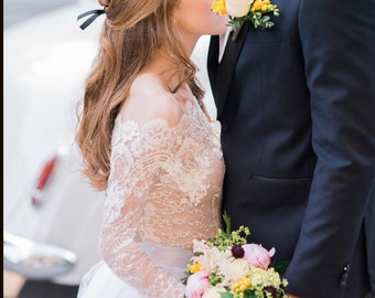Off-Shoulder Wedding Lace Bolero: Custom Bridal Jacket