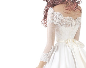 Plus Size lace bruiloft bolero, Bridal Off-Shoulder jas, hoge kwaliteit aangepaste made bruiloft bedekken