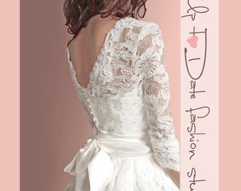 Vestido de novia de encaje de talla grande: Vestido de novia corto con espalda descubierta
