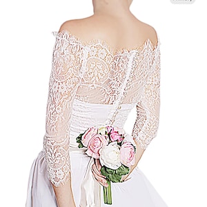 Off White Wedding Lace Bolero: Bridal Off-Shoulder Jacket