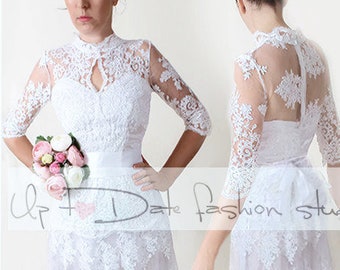 Plus Size maxi wedding party dress, bridal lace gown, floor length dress, custom color beach wedding dress 3/4 sleeve