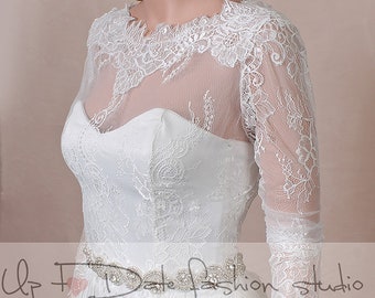 Plus Size Lace Wedding Bolero: Off White Bridal Cover-Up