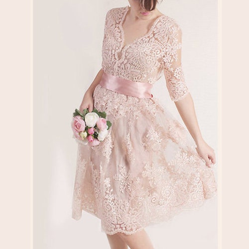 blush pink wedding dress plus size