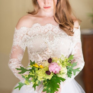 Schulterfreier Spitzen Hochzeit Bolero: Individueller Braut Bolero