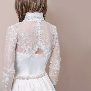 Plus Size Spitze Braut Shrug: 3/4 Ärmel Hochzeit Bolero