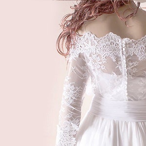 Off-shoulder kanten trouwbolero: bruids schouderophalend bedekken