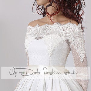Off shoulder Bridal lace bolero , ivory wedding cover up , bridal shrug, wedding accessories