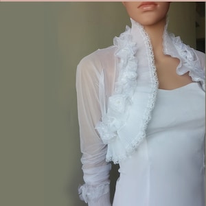 Bridal tulle lace cover up, wedding bolero, bridal shrug, wedding jacket with long sleeve, tulle wrap, wrap, wedding accessories