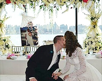 Plus Size Party/simple wedding dress /romantic /wedding party/short lace dress with sleeves