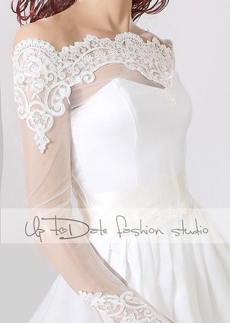 Bridal tulle cover up OffShoulder wedding lace bolero