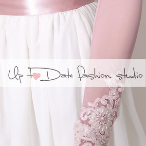Bridal tulle blush pink bolero, jacket, custom color long sleeves wedding bolero, cover up image 2