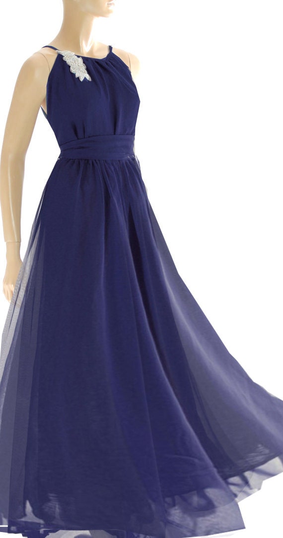 navy blue maxi evening dress