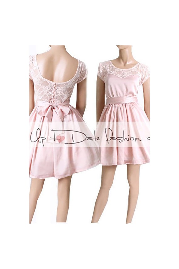pale pink short bridesmaid dresses
