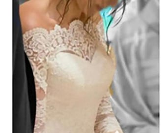 Off-shoulder kanten bruidsbolero: trouwjurk met mouwen