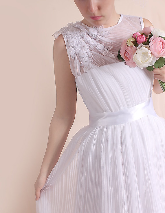 Plus Size unique floral lace applique wedding gown , bridal draped tulle long A-line gown