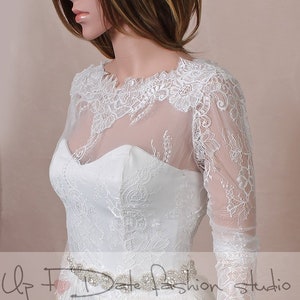 Plus Size Lace Wedding Jacket, Bridal off White Cover up With Deep-v in ...
