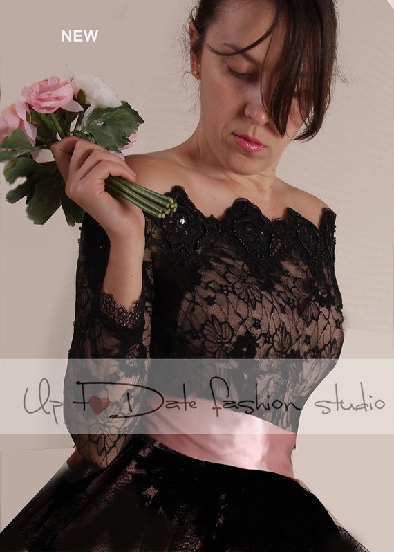 Plus Size Black Lace Wedding Bolero: Off-Shoulder Bridal Cover-Up
