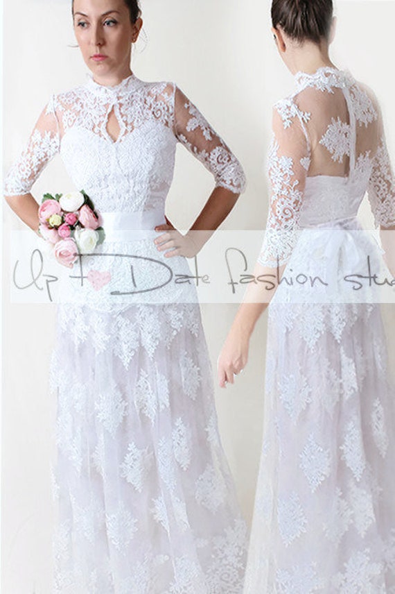 Plus Size Maxi Wedding Party Dress Bridal Lace Gown Floor Etsy
