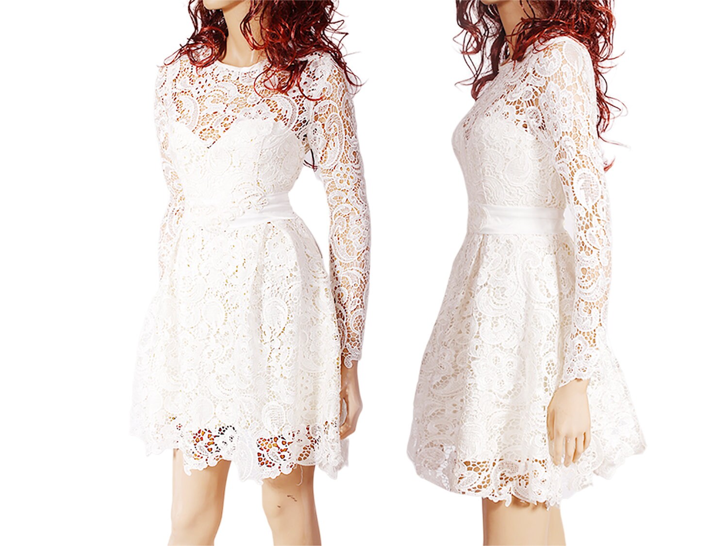 Plus Size Short Wedding Gownivory Wedding Party Lace Dress Etsy