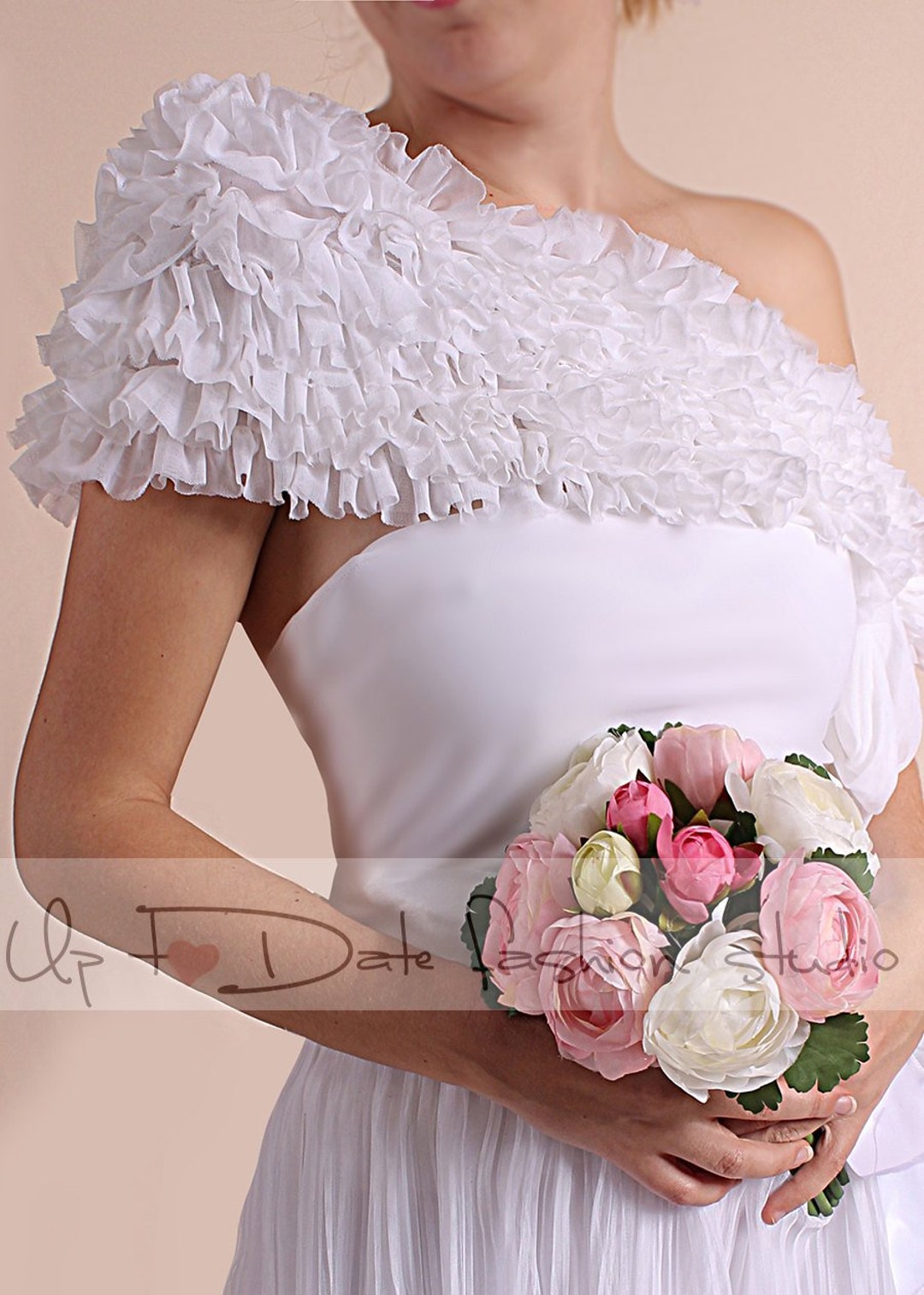 Shawl Ruffle Wedding Tulle Shawl: Ruffled Bridal Shrug, Custom Color - Etsy