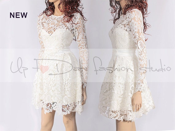 Plus Size Short Wedding Gownivory Wedding Party Lace Dress Etsy