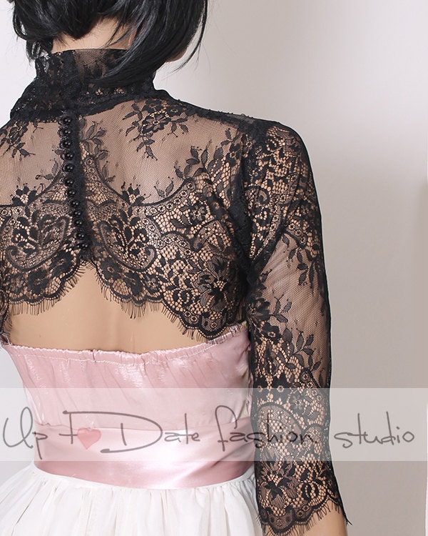 Black Lace Bolero Jacket Wedding Bride Lace Bolero Jackets For Evening Dresses Long Sleeve Bolero Black Lace Bolero Jacket Wedding Bride Lace Bolero Jackets For Evening Dresses Long Sleeve Bolero