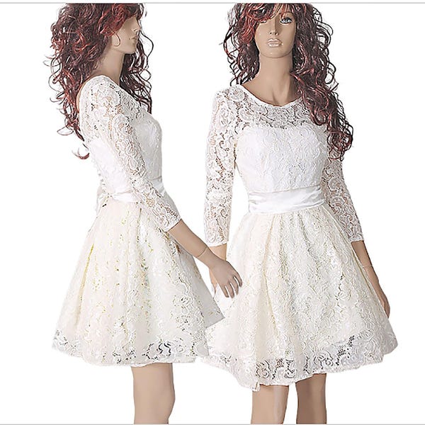 Lace to the Party High Neck Dress in Ivory Multi