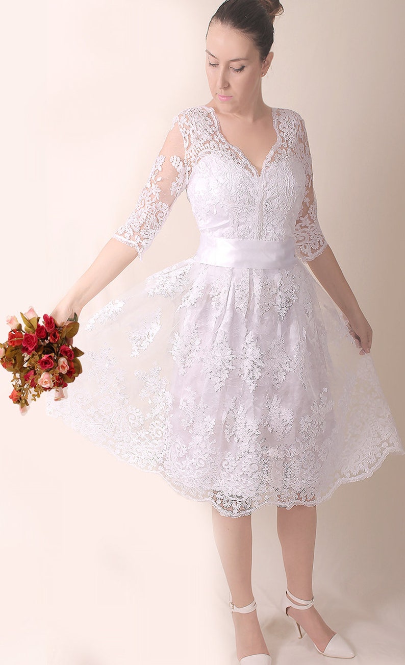 Short Lace Wedding Dress Bridal Gown Wedding Party Dress - Etsy