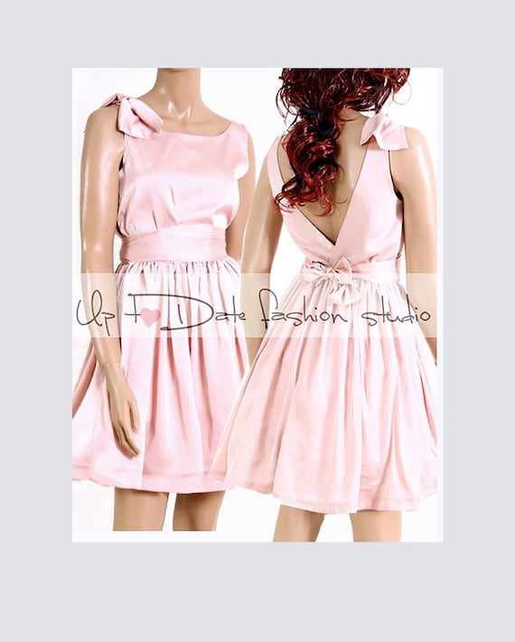 Plus Size Blush Pink Short Bridesmaid Dress Satin Wedding Etsy
